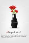 Black Vase with Roses and Sample Text